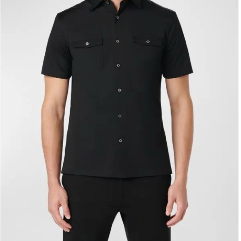 Bugatchi Black Short Sleeve Button Down Shirt